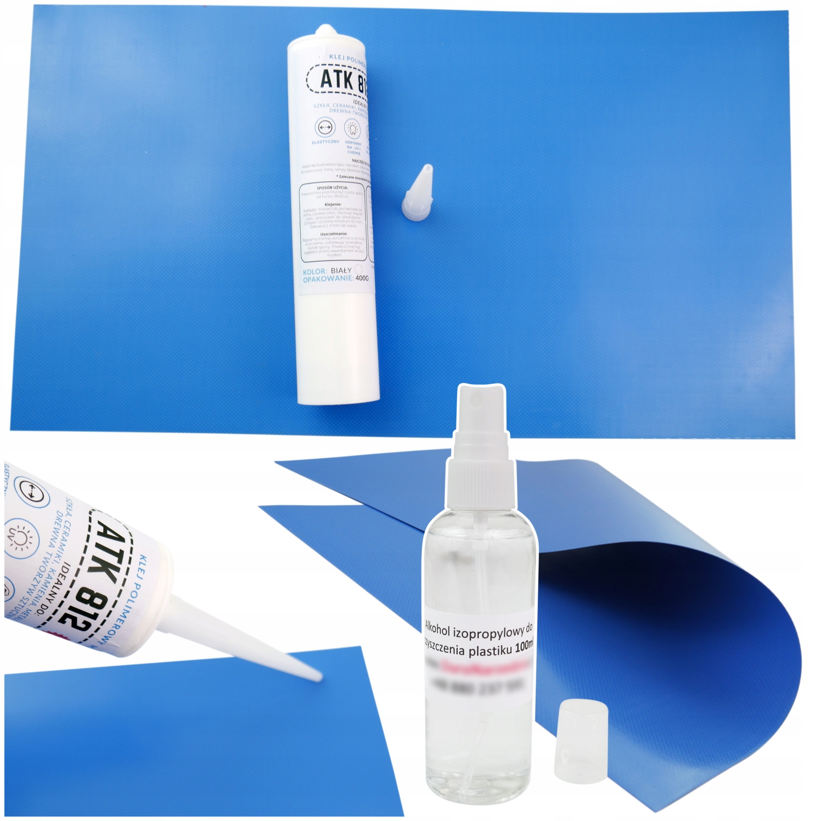 Łatka PVC do materacy Łata basenowa 27x50cm Mocny klej Odłuszczacz 100ml