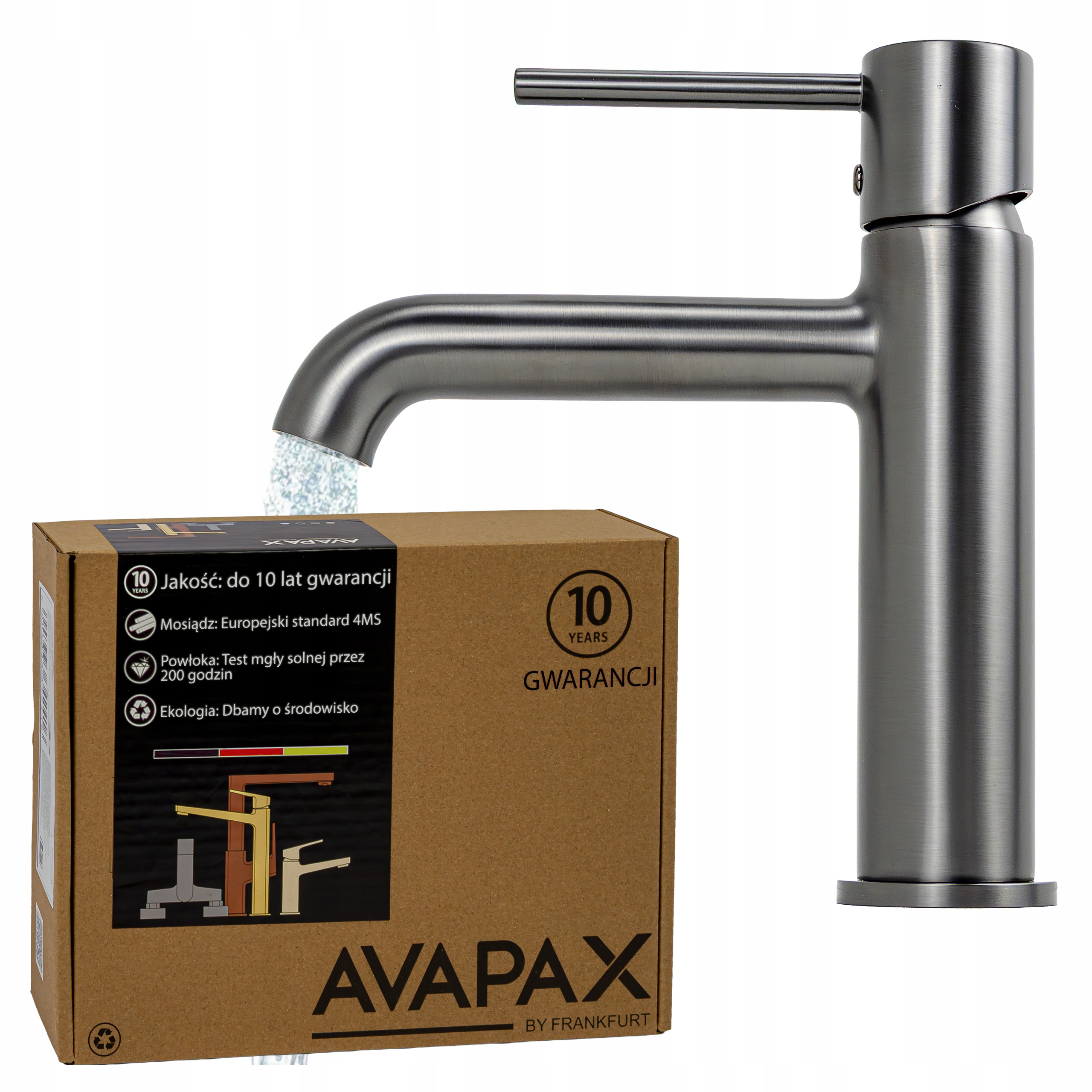 Umývadlová batéria pre umývadlo Gun Grey Metal Tytan Grafit Sivá Mat Avapax