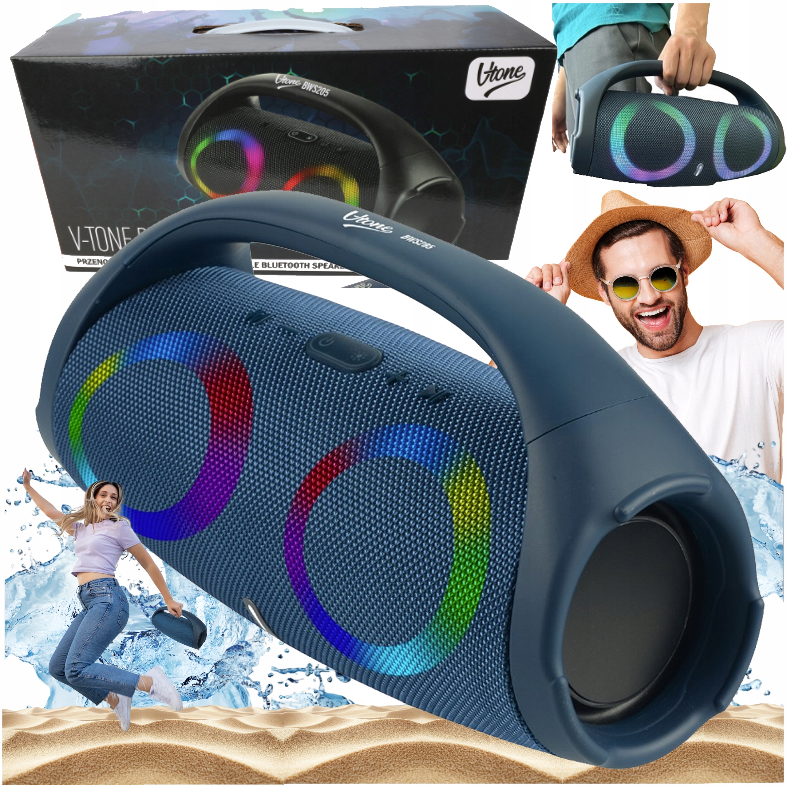 GŁOŚNIK BLUETOOTH USB SD AUX PRZENOŚNY BEZPRZEWODOWY RADIO FM WIEŻA BOOMBOX