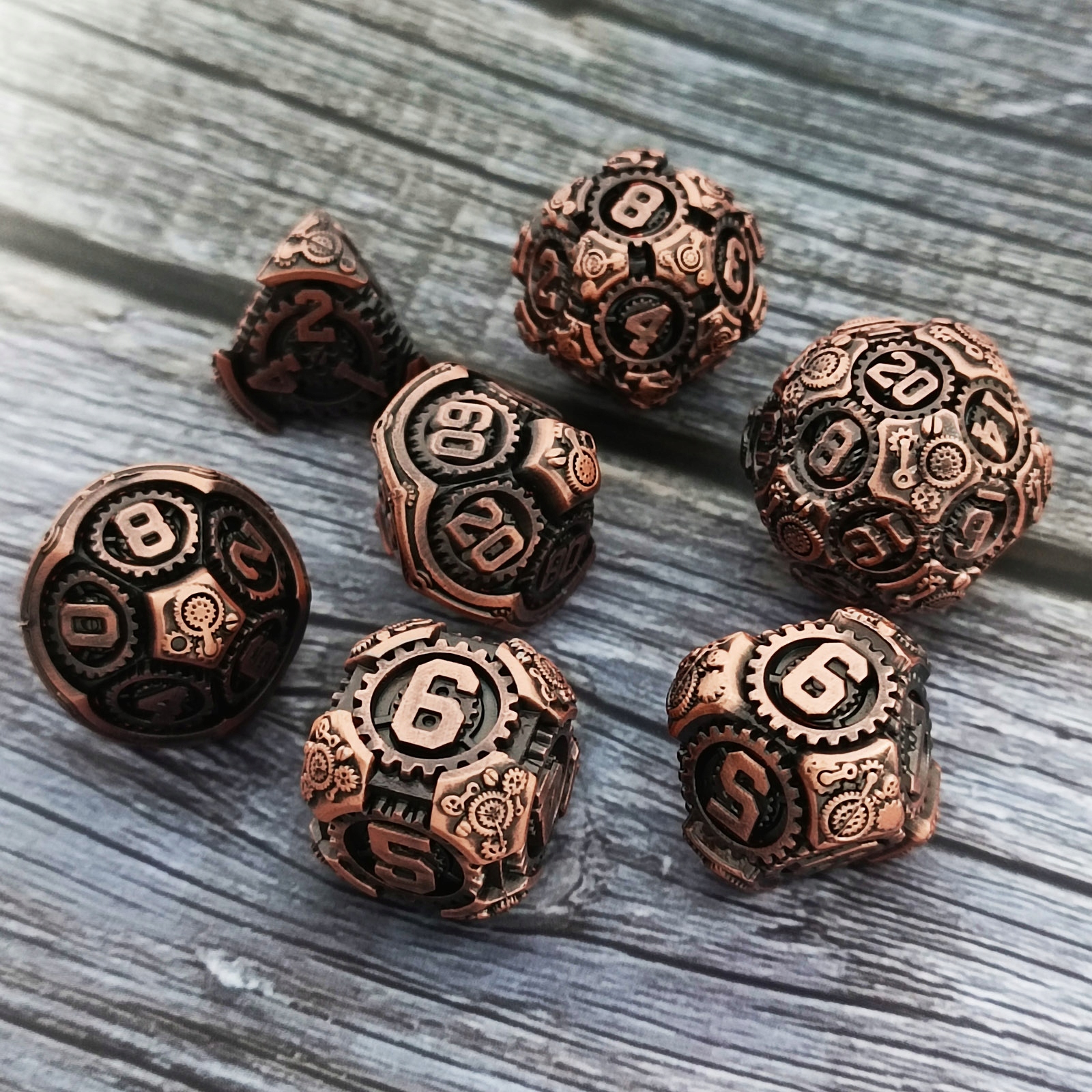 MASZYNERIA ZESTAW 7 METALOWYCH KOŚCI RPG Liczba ścian 4 6 8 10 12 20