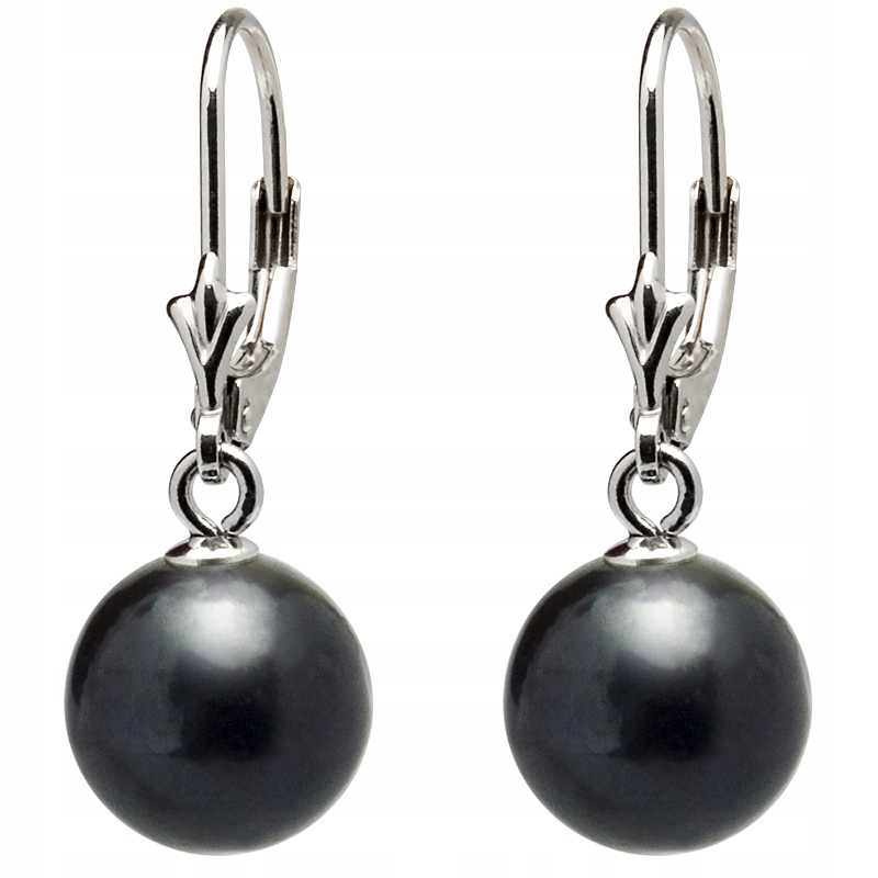 

Srebrne Kolczyki Z Prawdziwymi Czarnymi Perłami