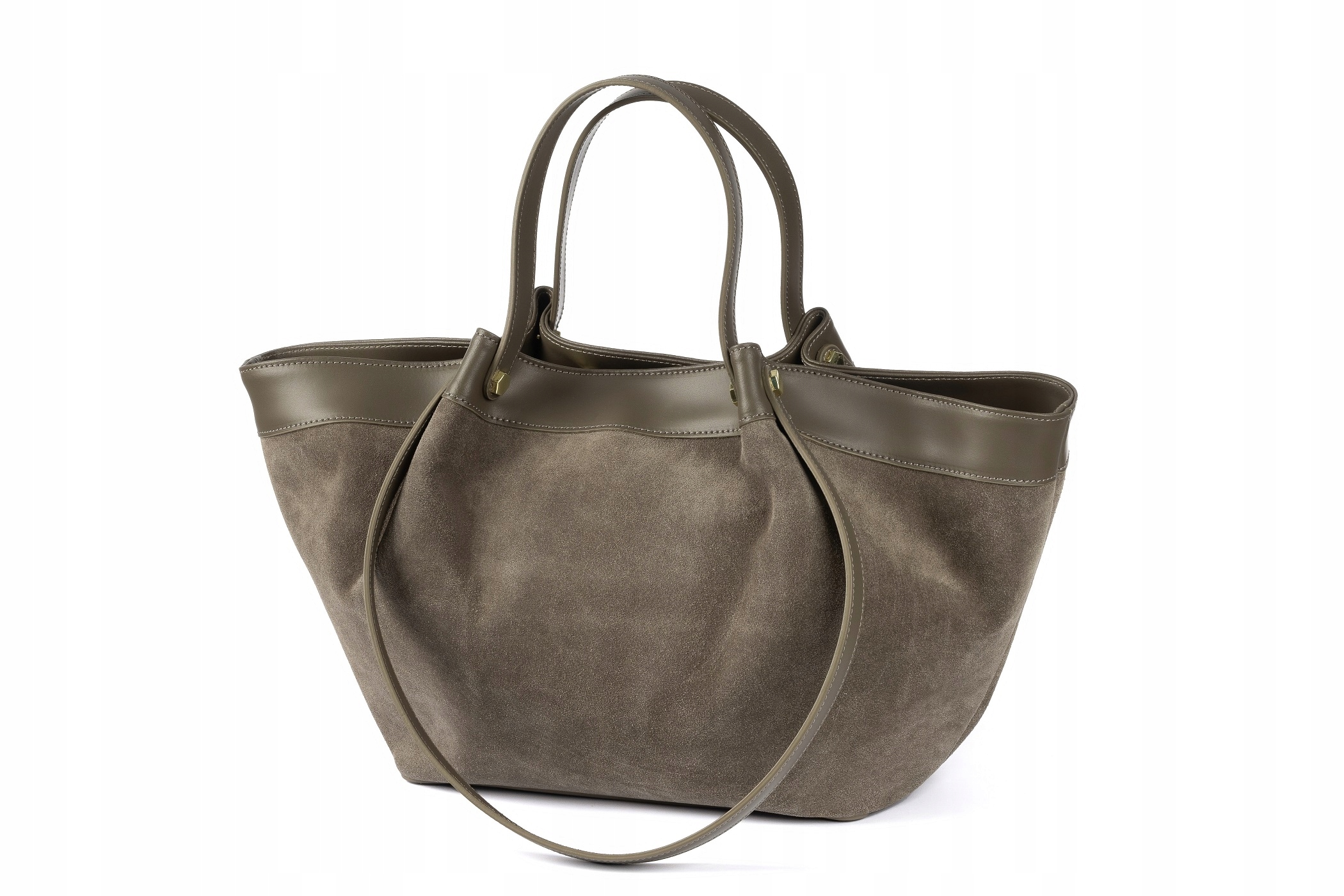 Dámská kožená kabelka Vera Pelle Shopper taupe (šedohnědá) přes rameno, kožená loďka