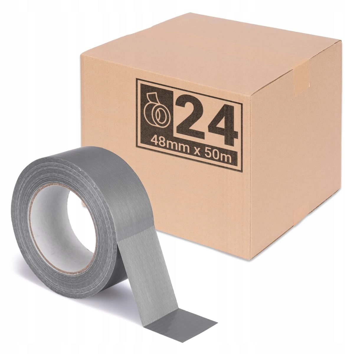 24 x Opravná Páska 48 mm x 50 M Duct Tape Sivá Ozbrojená Silná Hrubá