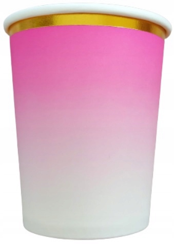 KUBECZKI URODZINOWE OMBRE RÓŻOWE URODZINY 6 SZTUK