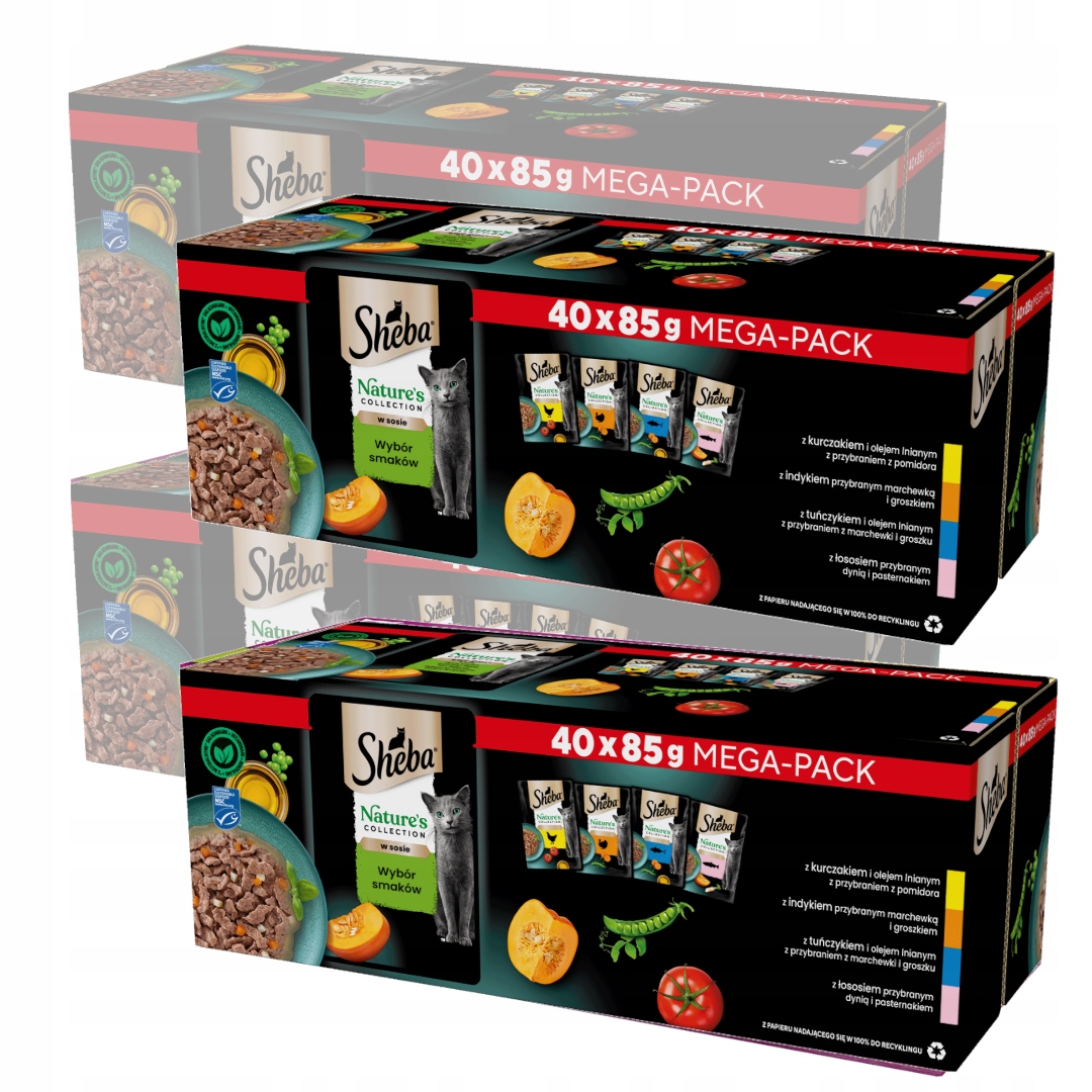 Levně Sheba 160x85G Nature's Collection 4 Příchutě V Omáčce