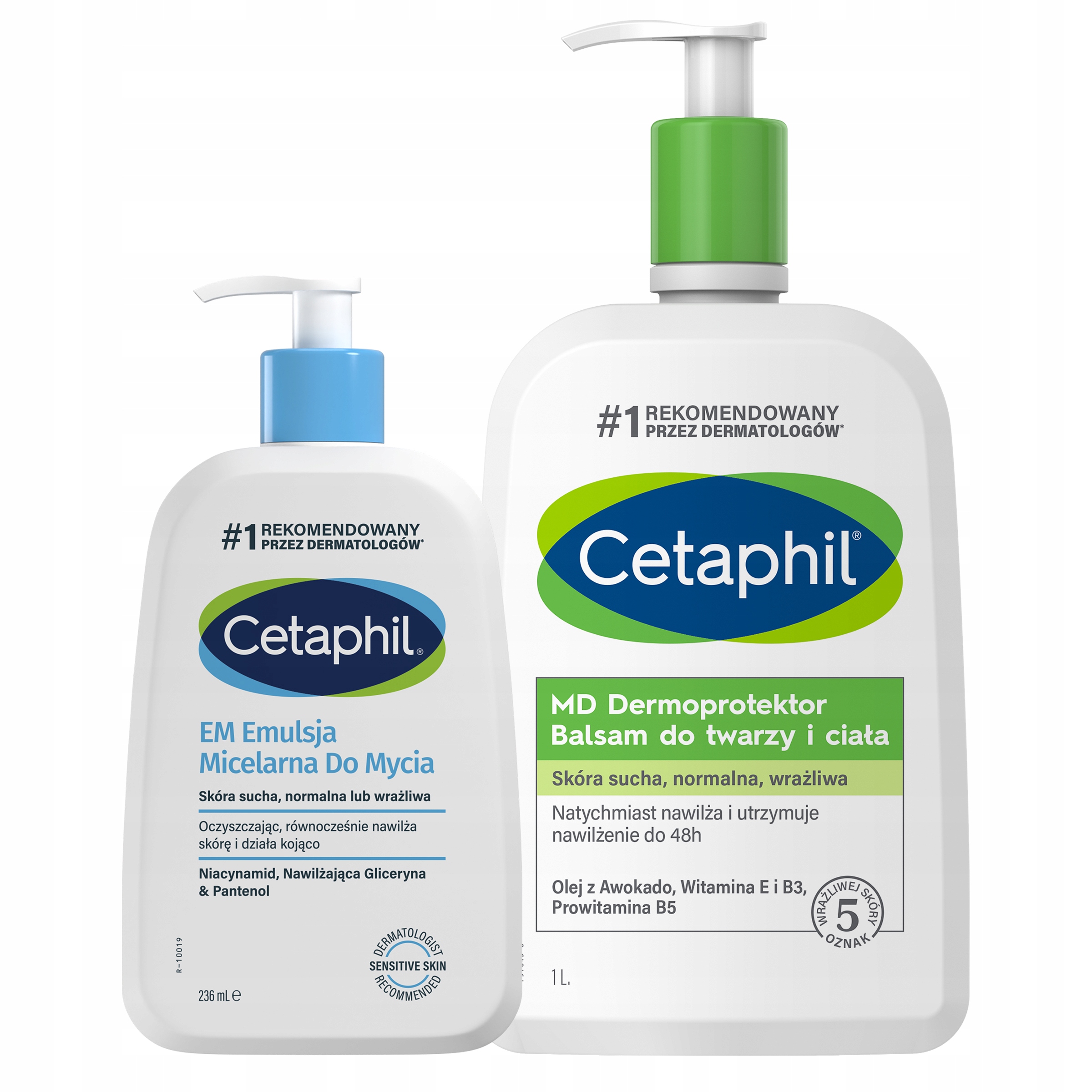 Zestaw Cetaphil Em Emulsja micelarna 236 i MD Balsam nawilżający 1L