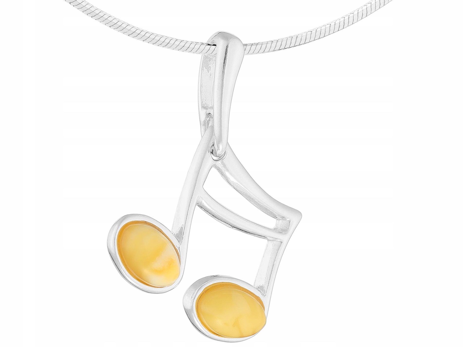 Dlouhý stříbrný náhrdelník s mléčným jantarem Nutka Šestnáctka 55 cm