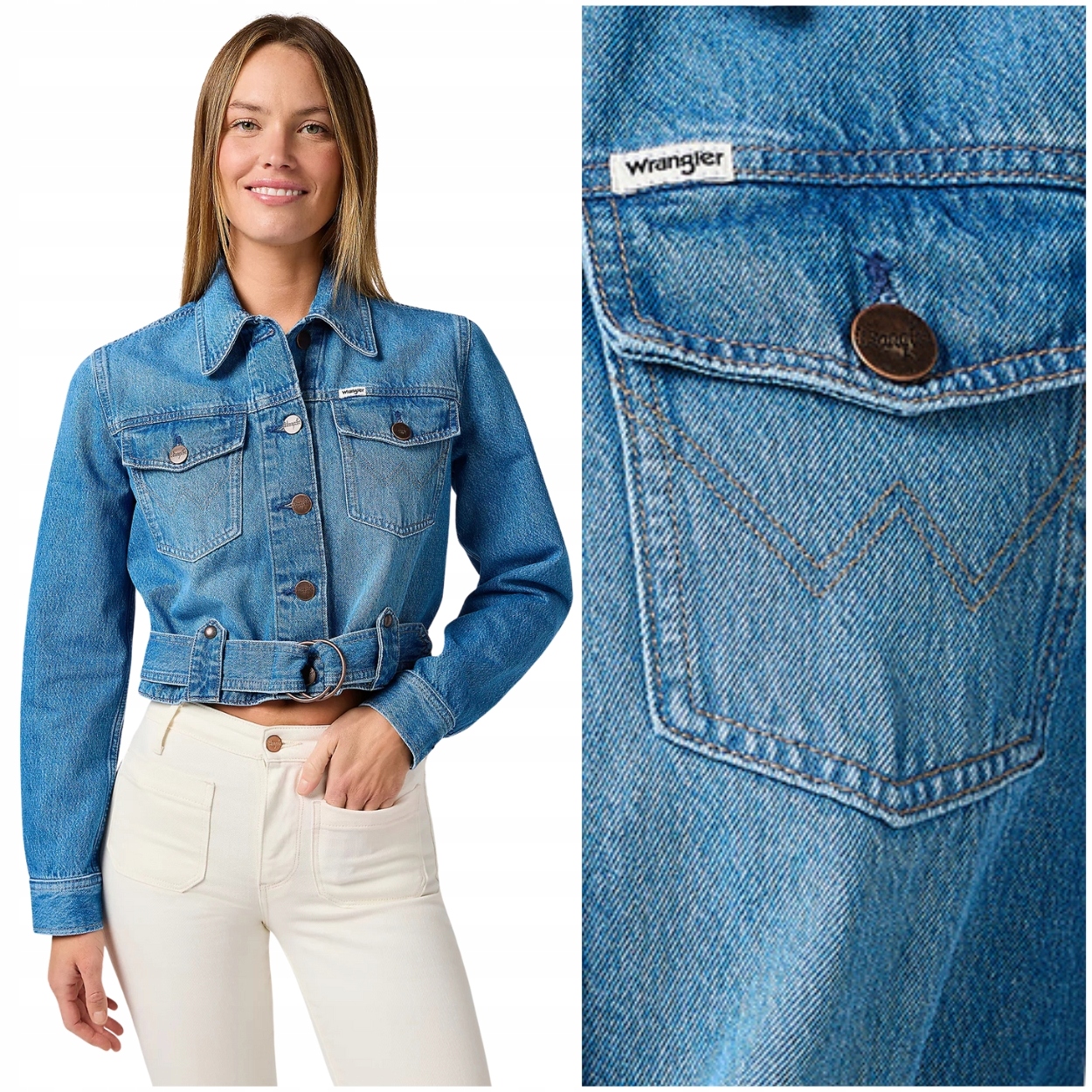 Wrangler Denim Moto Jacket Blossoming dámská katana džínová bunda M