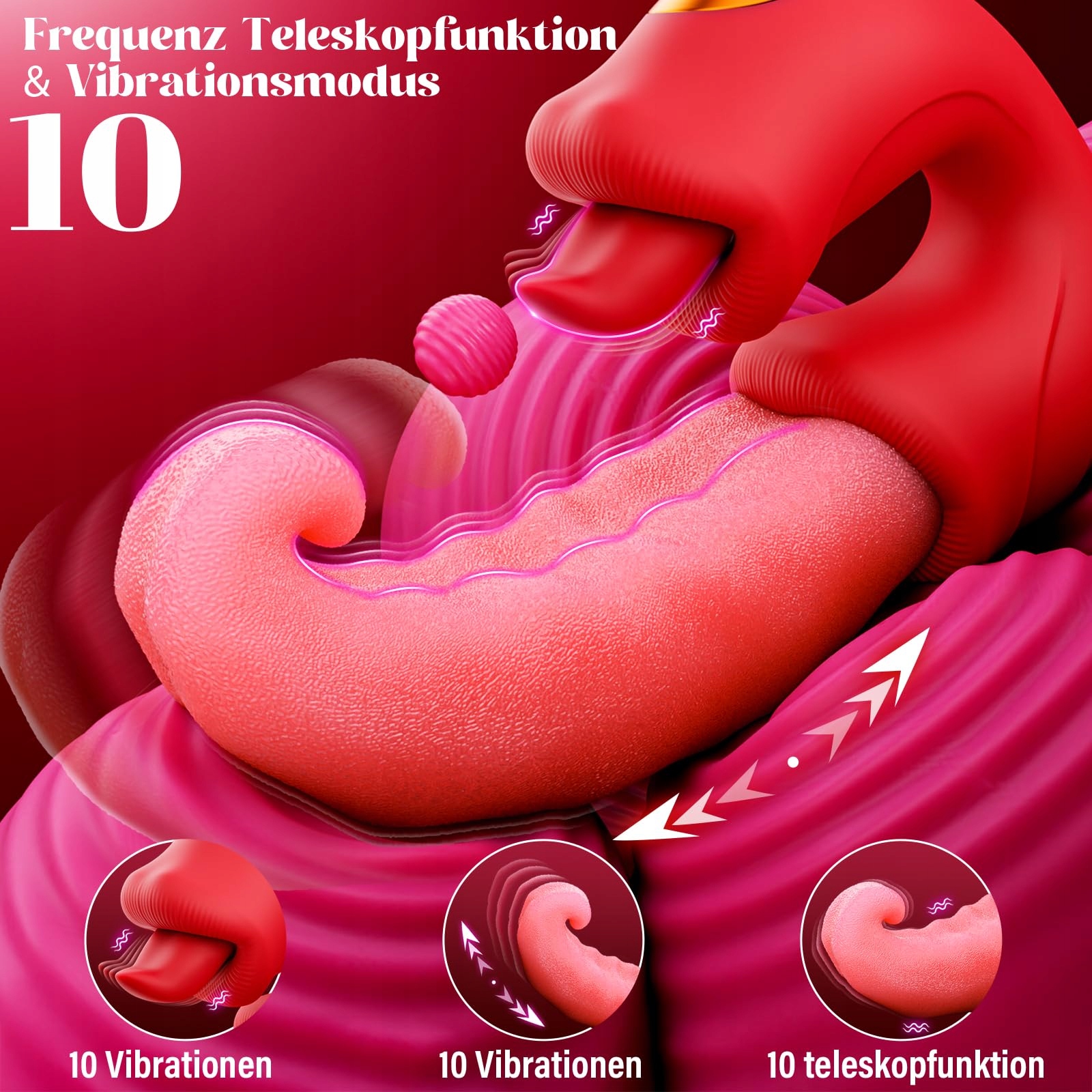GLANVOO Wibrator Z Językiem Dla Kobiet Klitoris Stymulator 10 Trybów — miniatura 3
