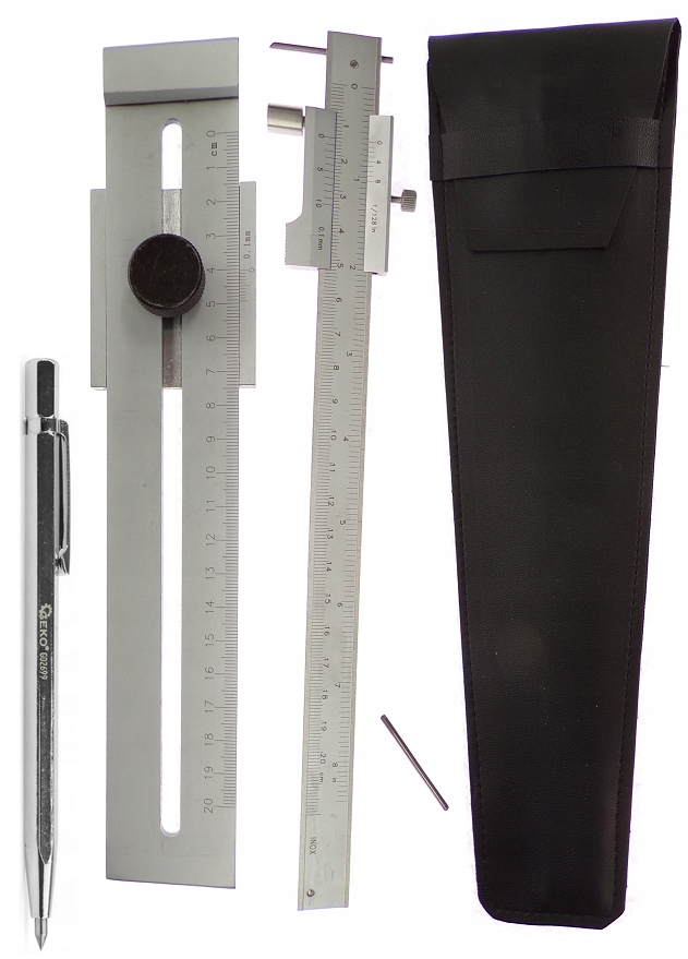 Suwmiarka Listwa Traserska Z Rysikiem 200mm Przymiar Suwak Traserski Rysik