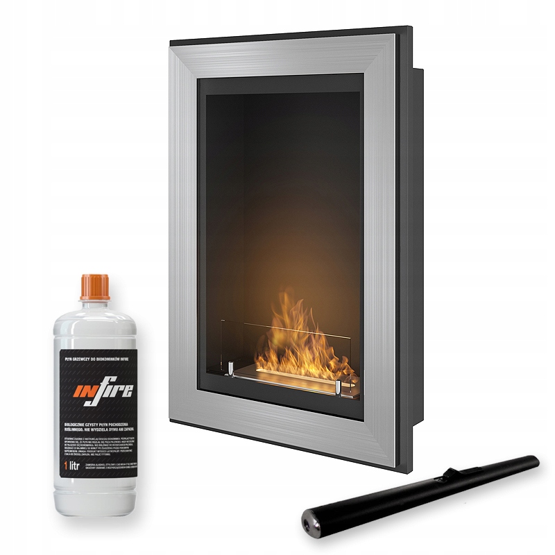 Závěsný biokrb Frame 550 Inox se sklem Simplefire