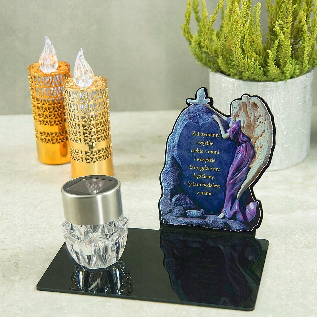 SOLARNY ZNICZ LED STATUETKA NA CMENTARZ GRÓB DUŻA Marka Decortrend