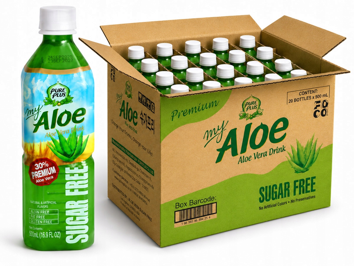 Napój aloesowy Bez Cukru z miąższem 500 ml Pure Plus woda aloesowa x 20 szt