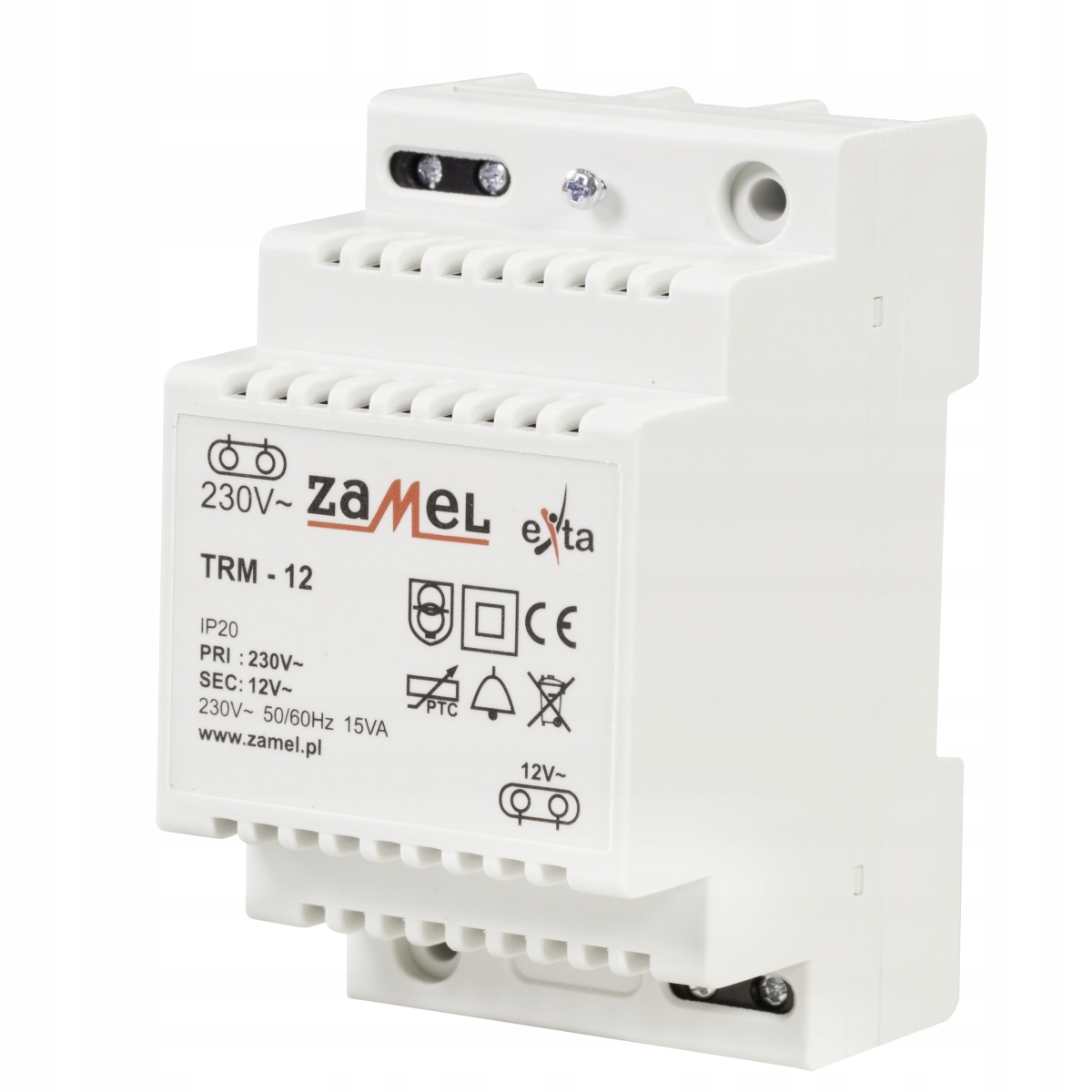Transformator ZAMEL EXTA 230/12V AC 15VA TRM-12