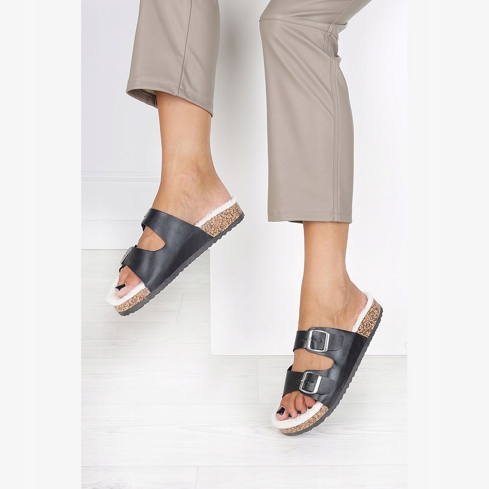 KLAPKI BUTY Z FUTERKIEM KLAMRY KORKOWA PODESZWA 41 Kolekcja Casu