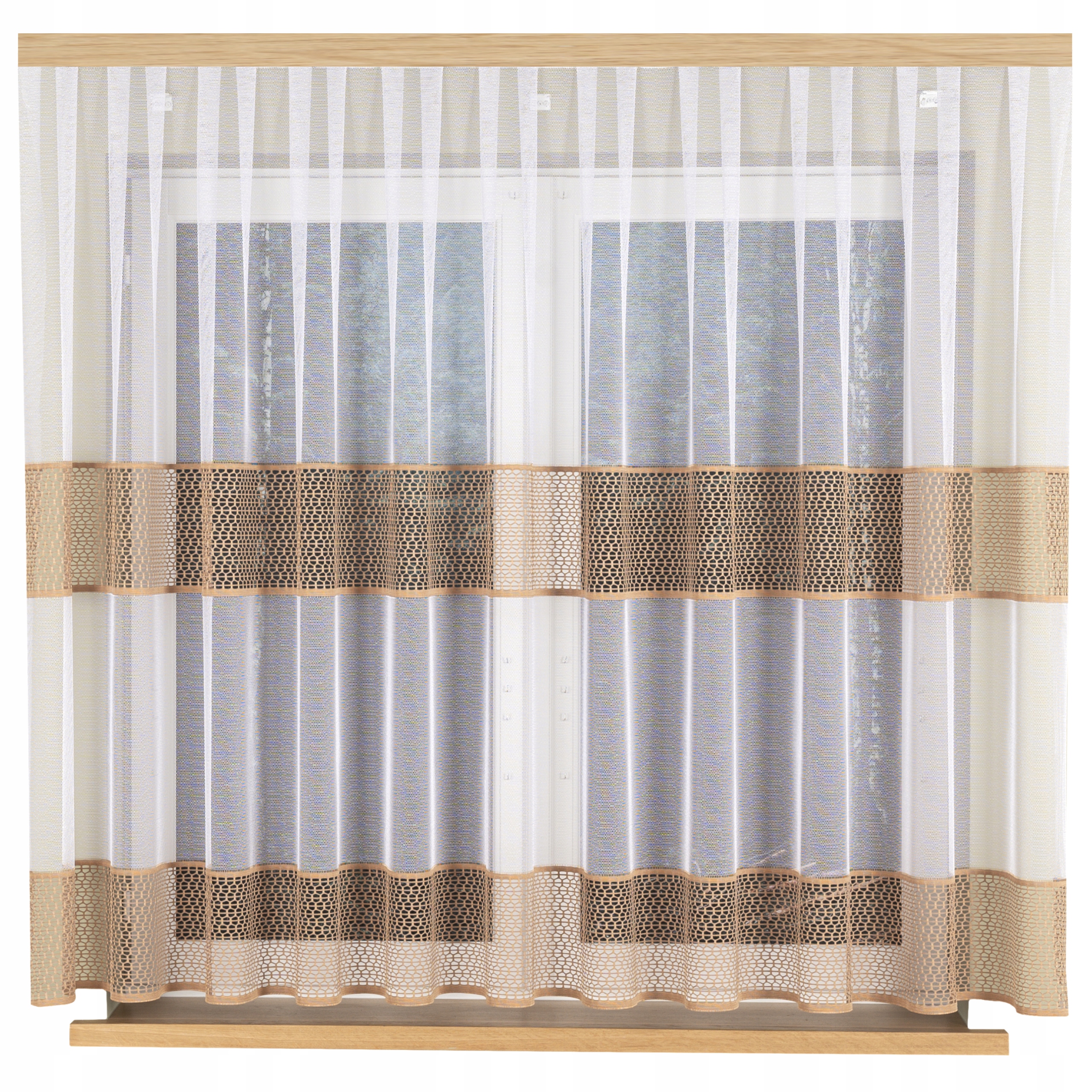 Hotová Záclona Bílá Žakárová Na Pásku Bez Žehlení Do Obývacího Pokoje 800x140