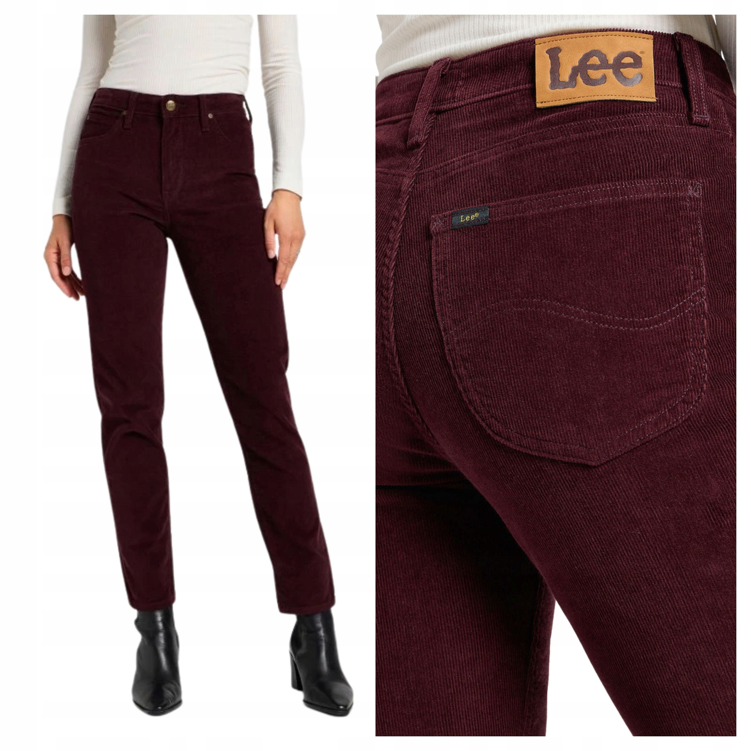 Dámské kalhoty Lee Carol Velvet Látkové Bordové W27 L31