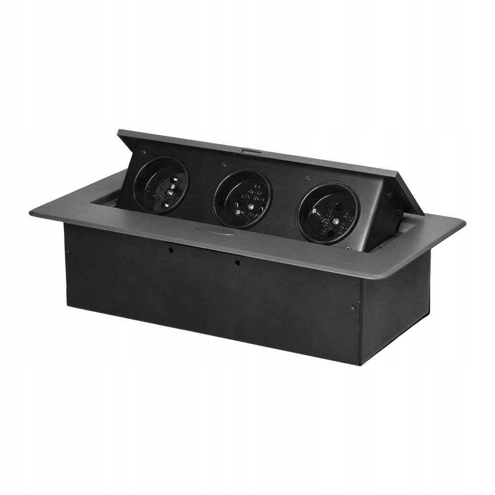 Gniazdo meblowe wpuszczane w blat, 3x2P+Z, grafit