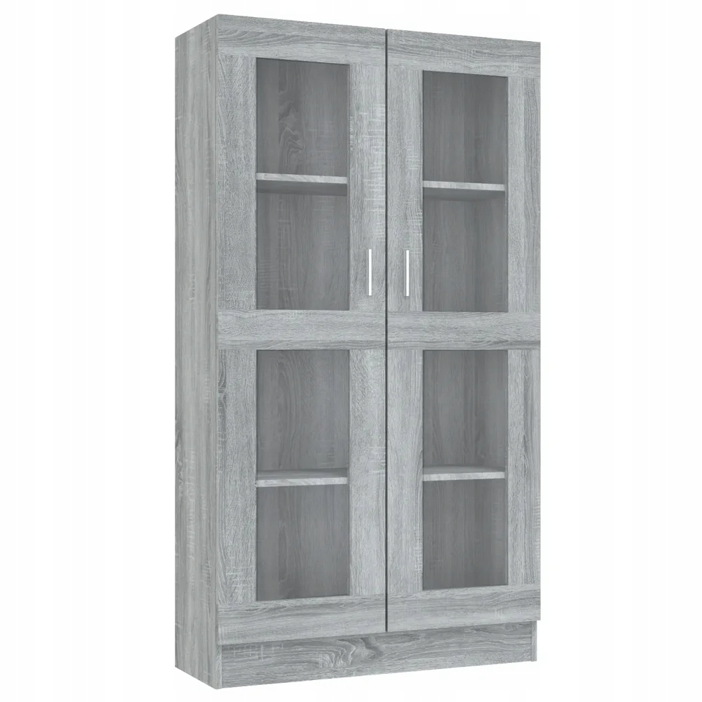 Prosklená skříňka z dřevěného materiálu, šedý dub Sonoma, 82,5 x 3