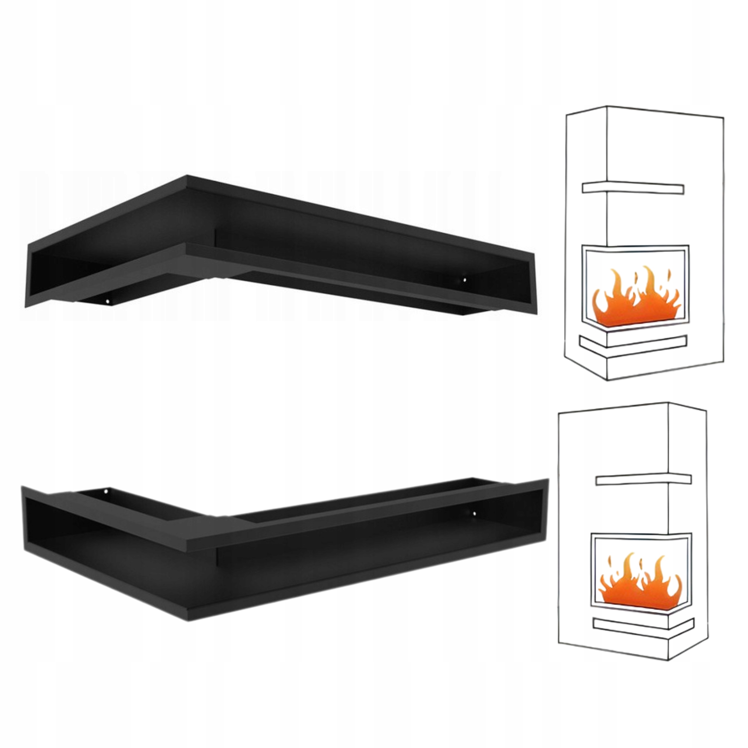 Rohová Větrací Krbová Mřížka Luft 600X400X60 Černá Pravá Nebo Levá