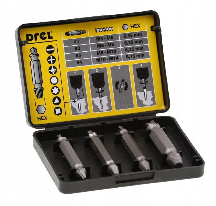 

Wykrętaki Do Urwanych Zerwanych Śrub Nakrętek 4szt