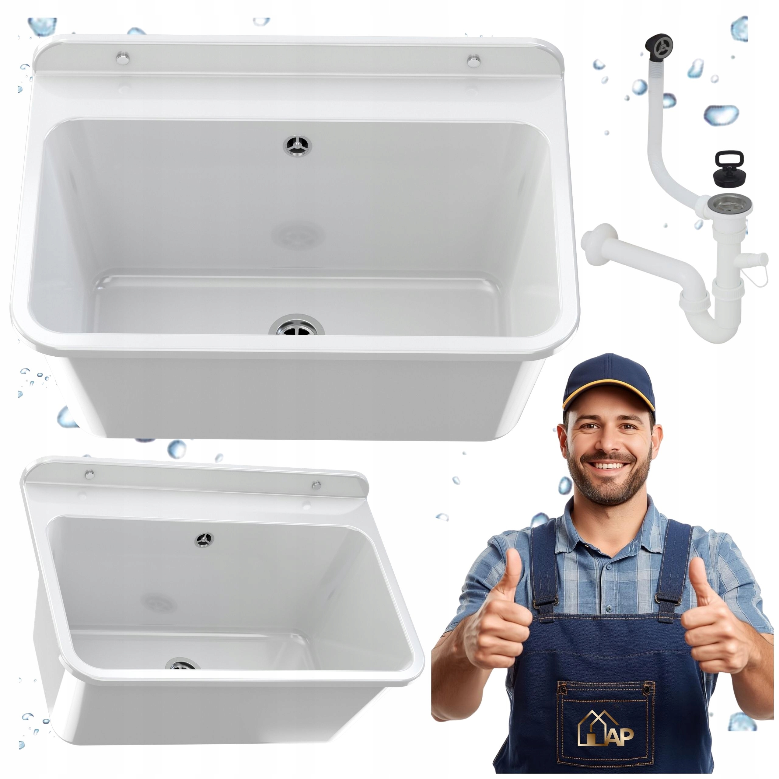 Ekonomický dřez Velký Jednokomorový Bílý Prádelna Garáž Kotelna