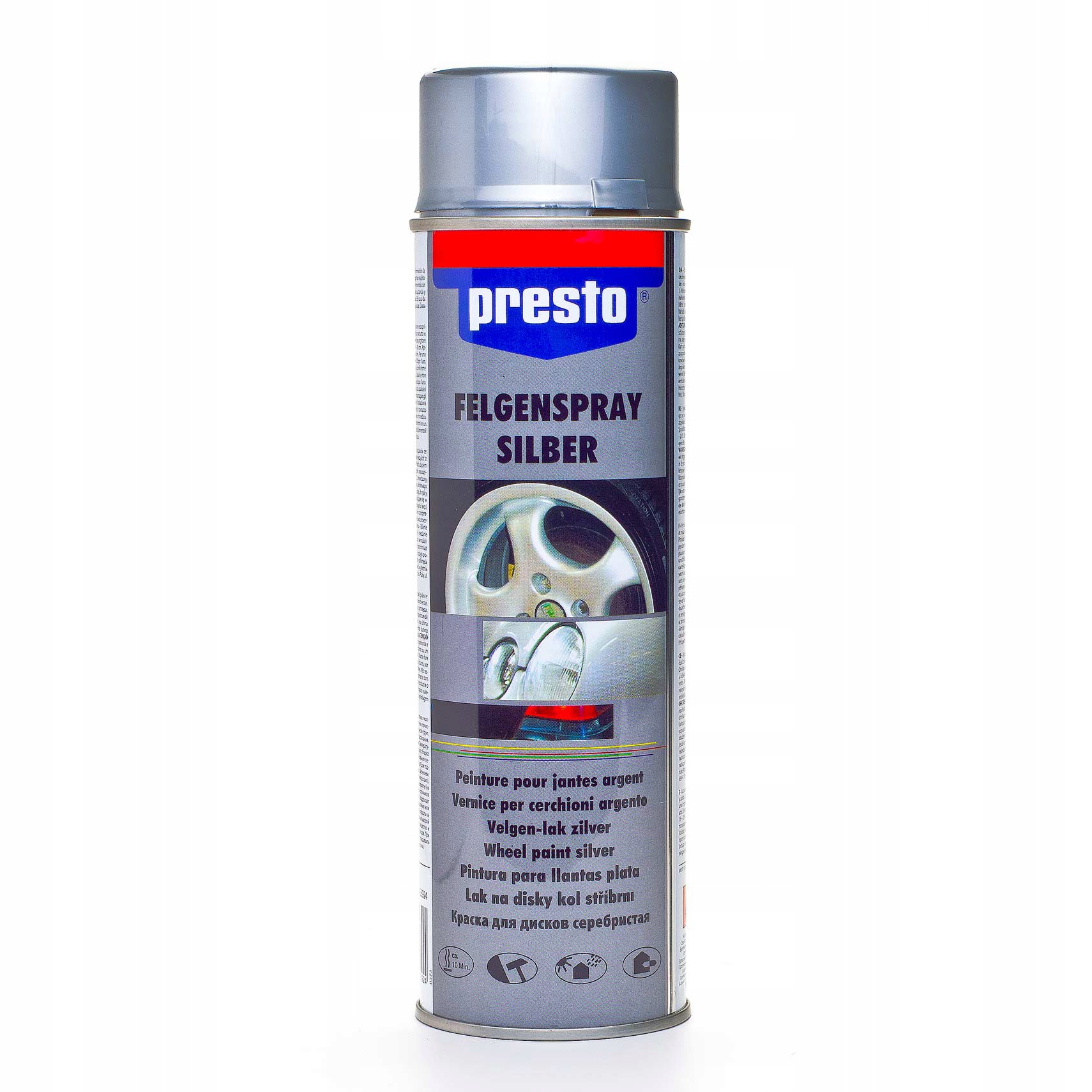 Lakier do Felg Aluminiowych Srebrny Spray 500ml Presto