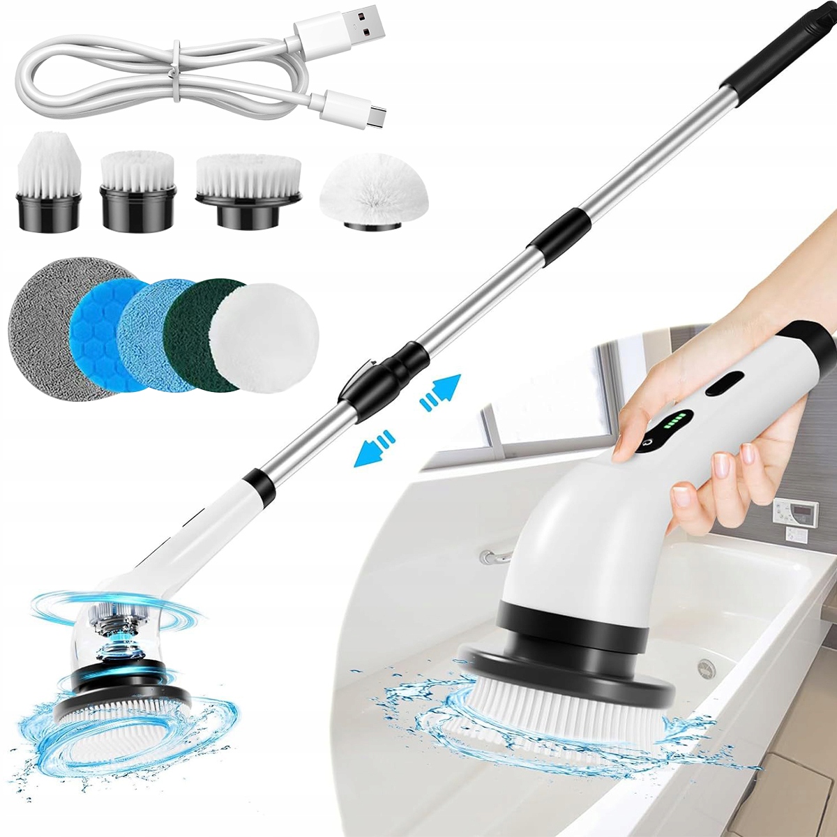 Elektrický Rotační Kartáč Pro Čištění Úklidu A Drhnutí Přes Usb