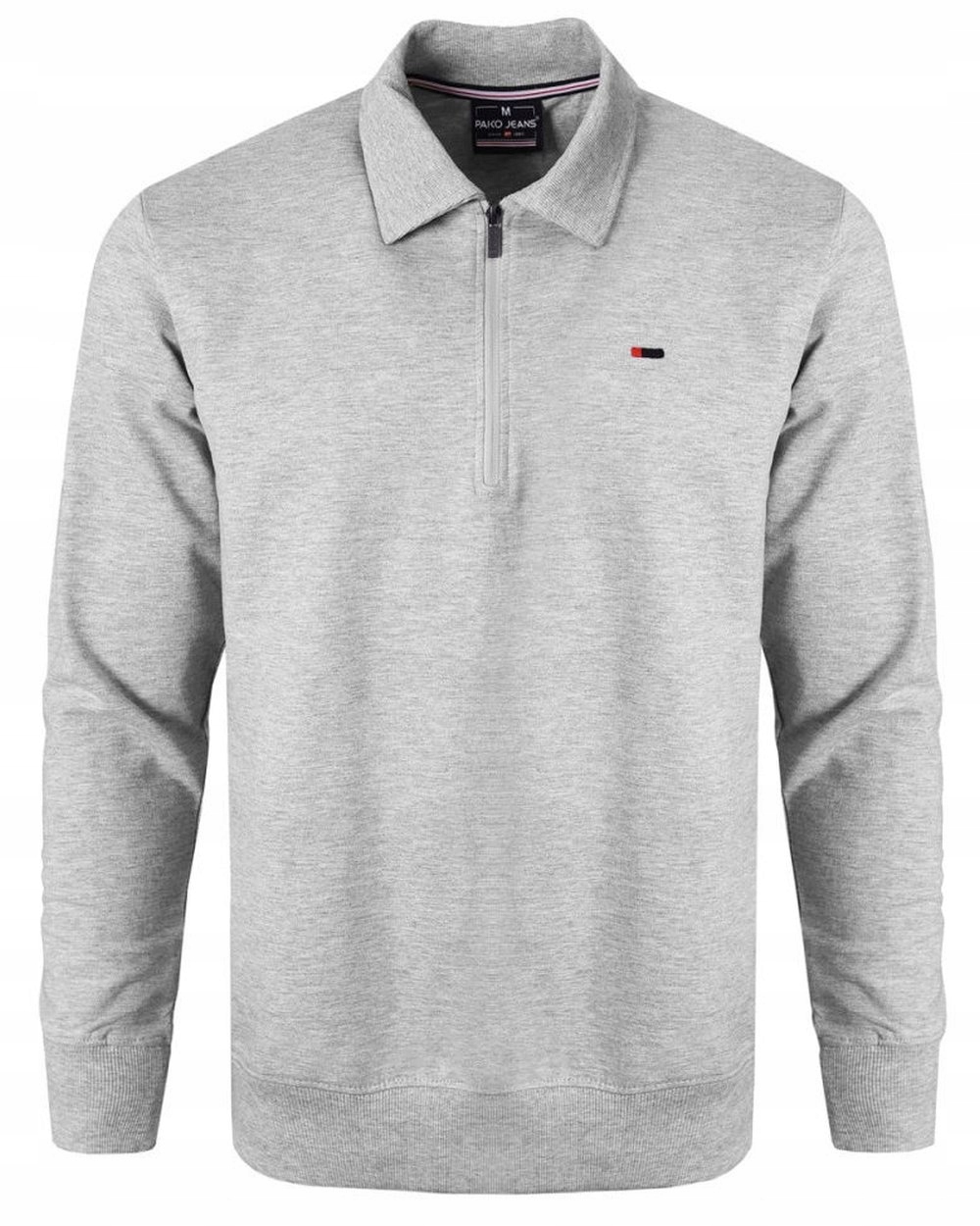 Pohodlná Bavlněná Mikina –Pako Jeans – s límcem Polo, popelavá – XL