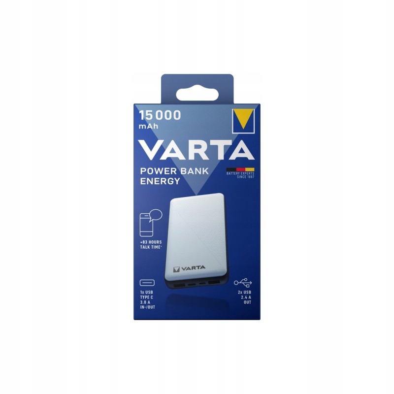 PowerBank Varta LCD 15000mA, 1xUSB, 1xUSB C