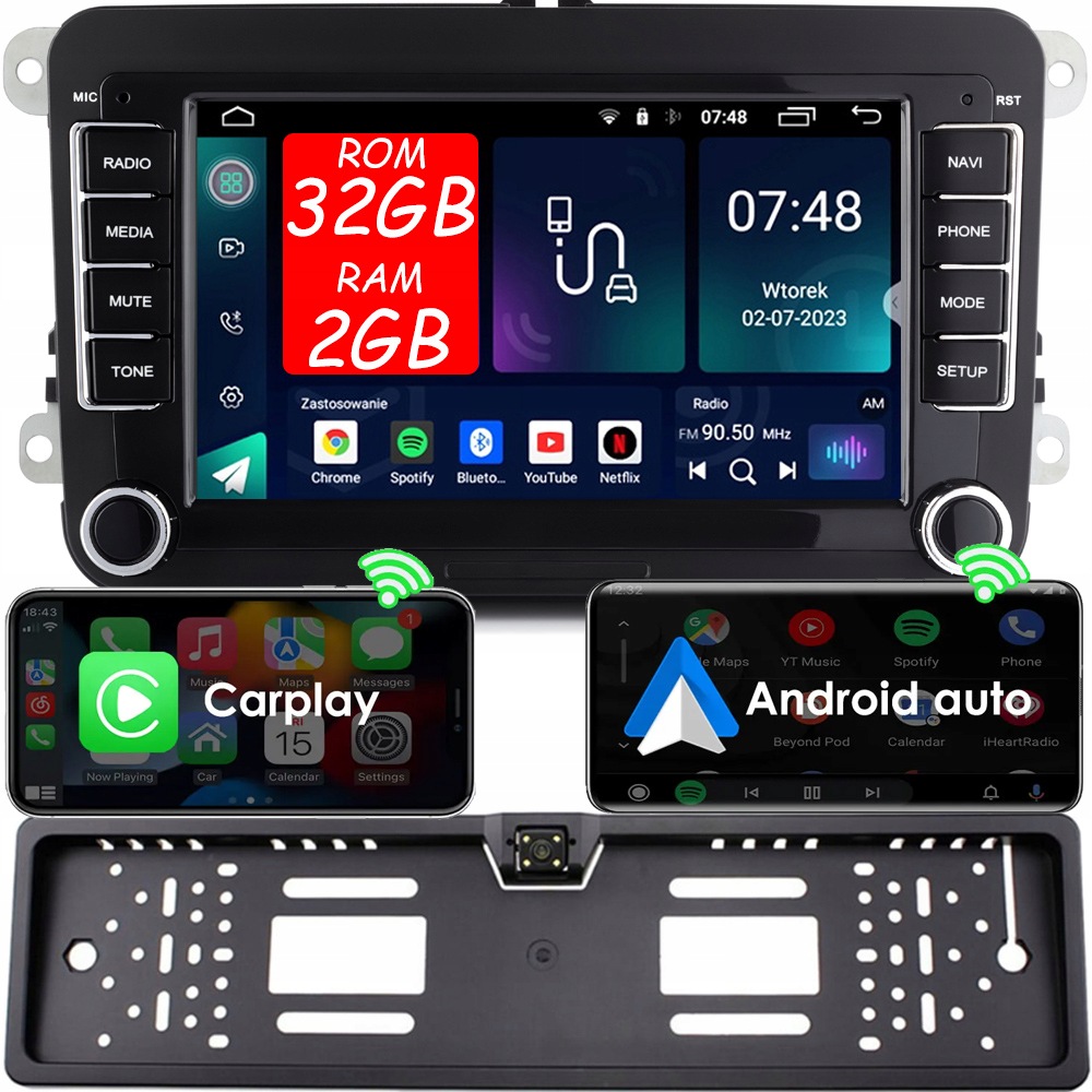 Radio Samochodowe Nawigacja 2DIN Vw Seat Skoda Passat Golf Octavia Android
