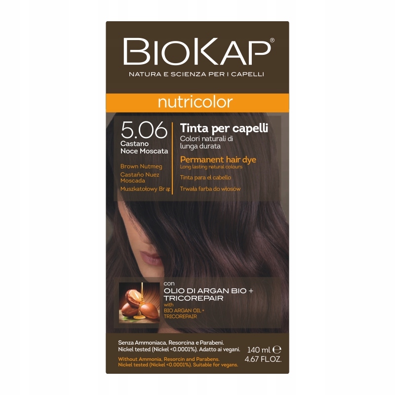 BIOKAP Nutricolor farba koloryzująca 5.06 muszkatołowy brąz 140ml