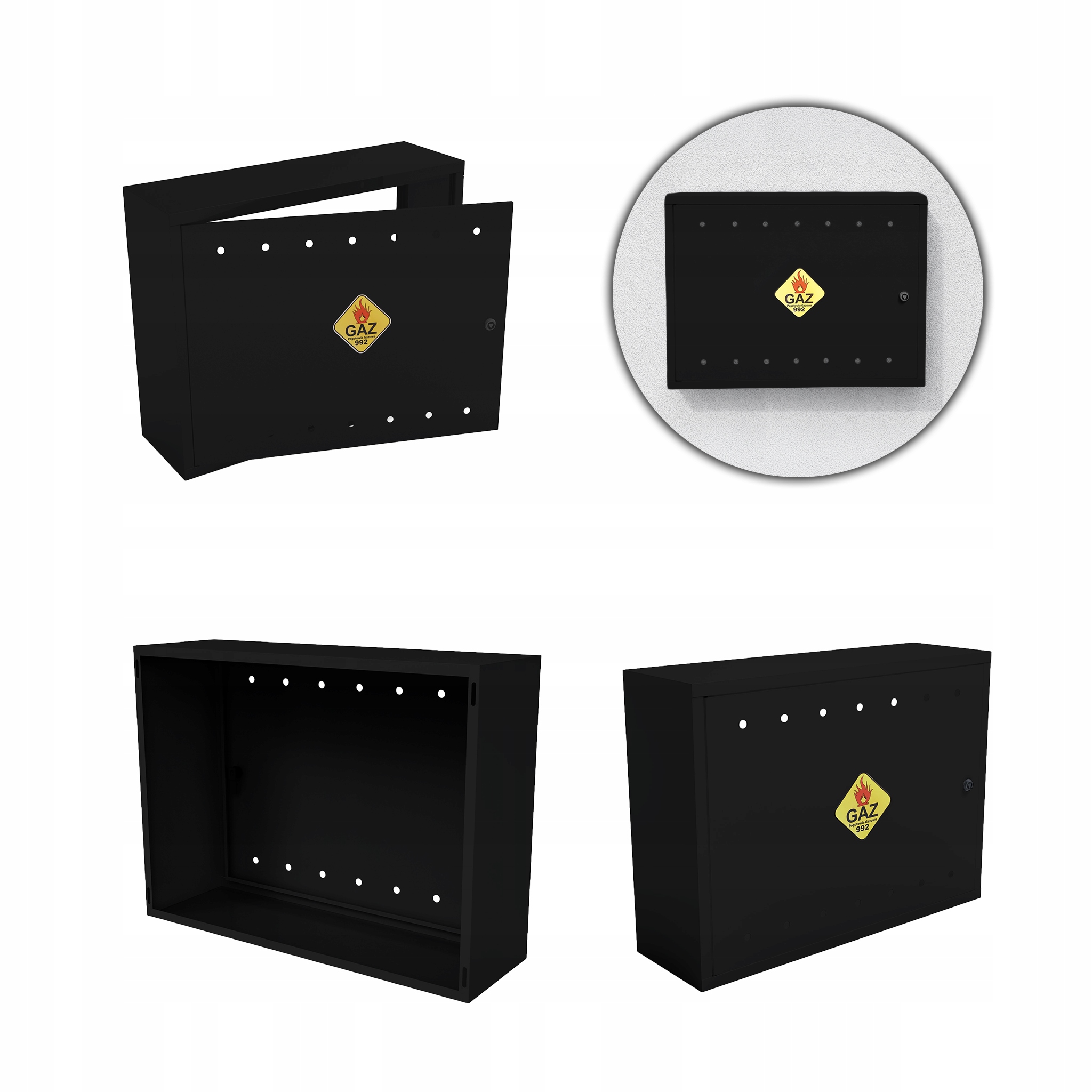 Plynová Skříňka 80x60x25 Černá Struktura Skříňka Na Plynový Ventil Ocelová