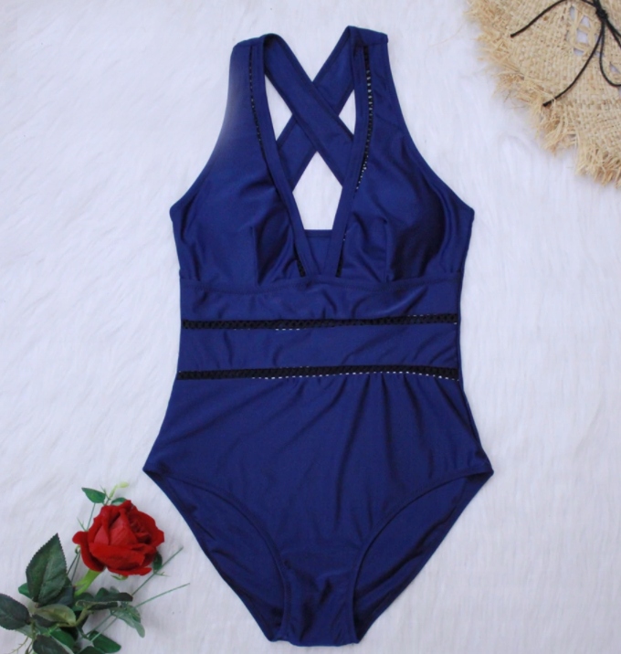 JEDNOCZĘSCIOWY STRÓJ KĄPIELOWY SIATECZKA MONOKINI Fason góry Biustonosz miękki Biustonosz push-up Monokini