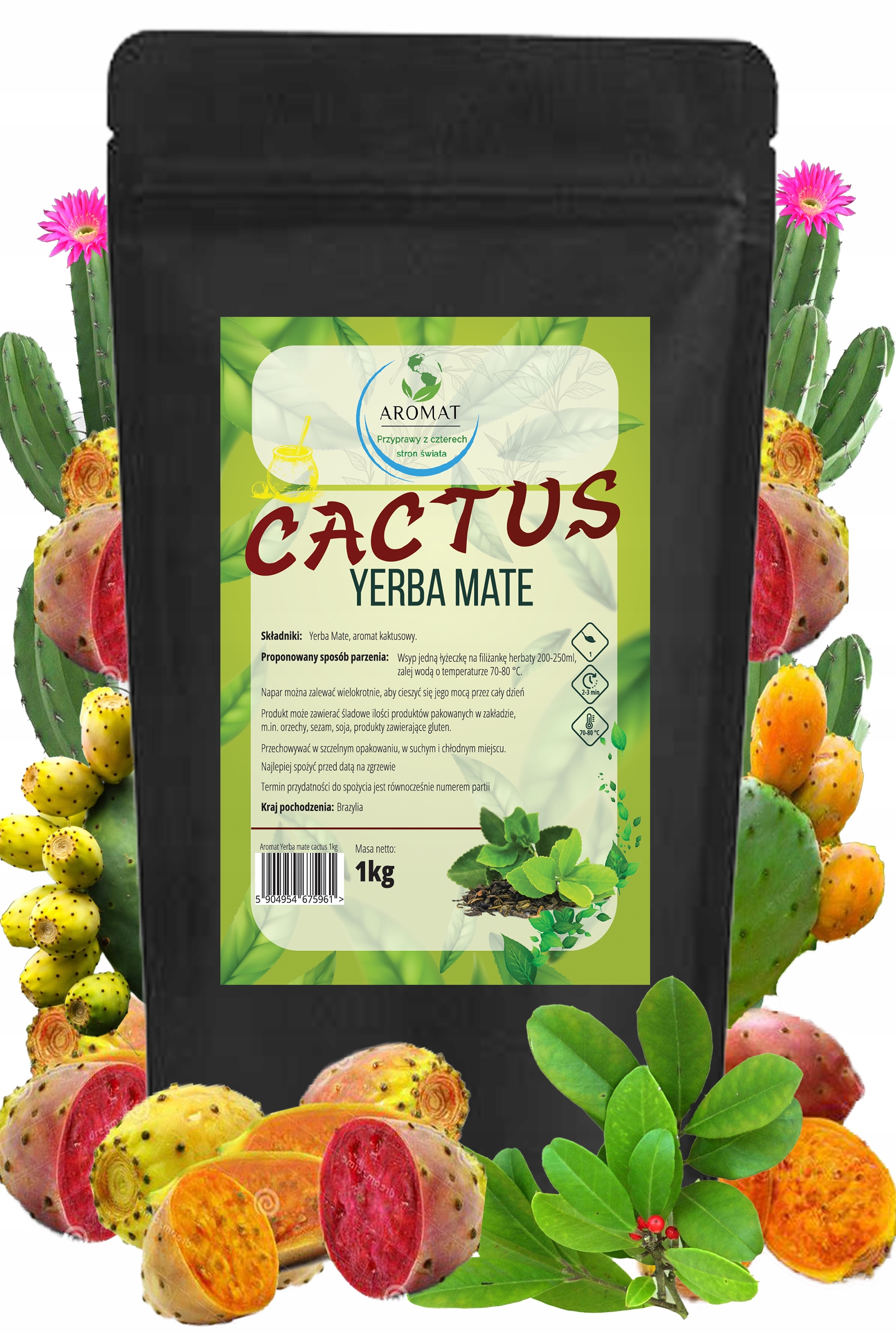 Levně Yerba Mate Green Cactus 1KG Energie Guarana Aromat Příchuť Kaktus 1000 G