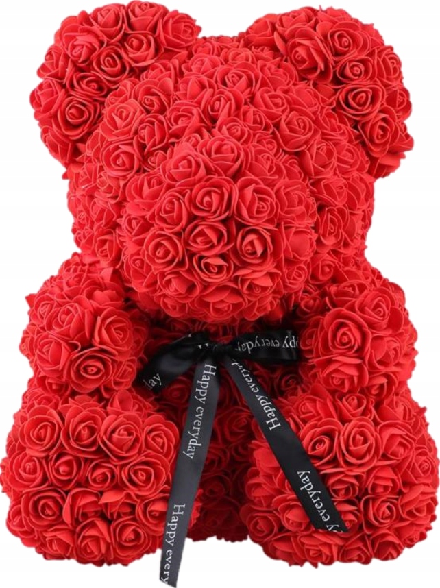 MIŚ Z RÓŻ 25CM WALENTYNKI PREZENT PUDEŁKO + LED LAMPKI + baterie ZESTAW Marka Springos