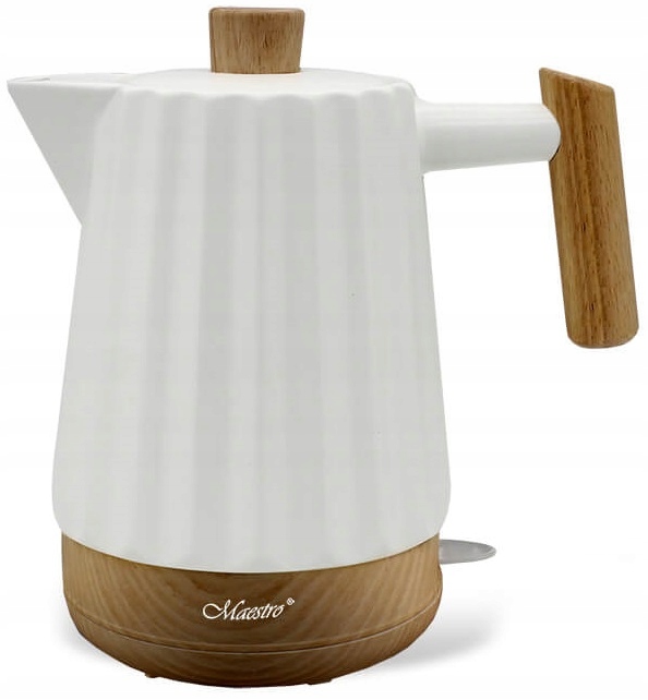 Czajnik elektryczny ceramiczny MR075 biały drewno 2l 1500W