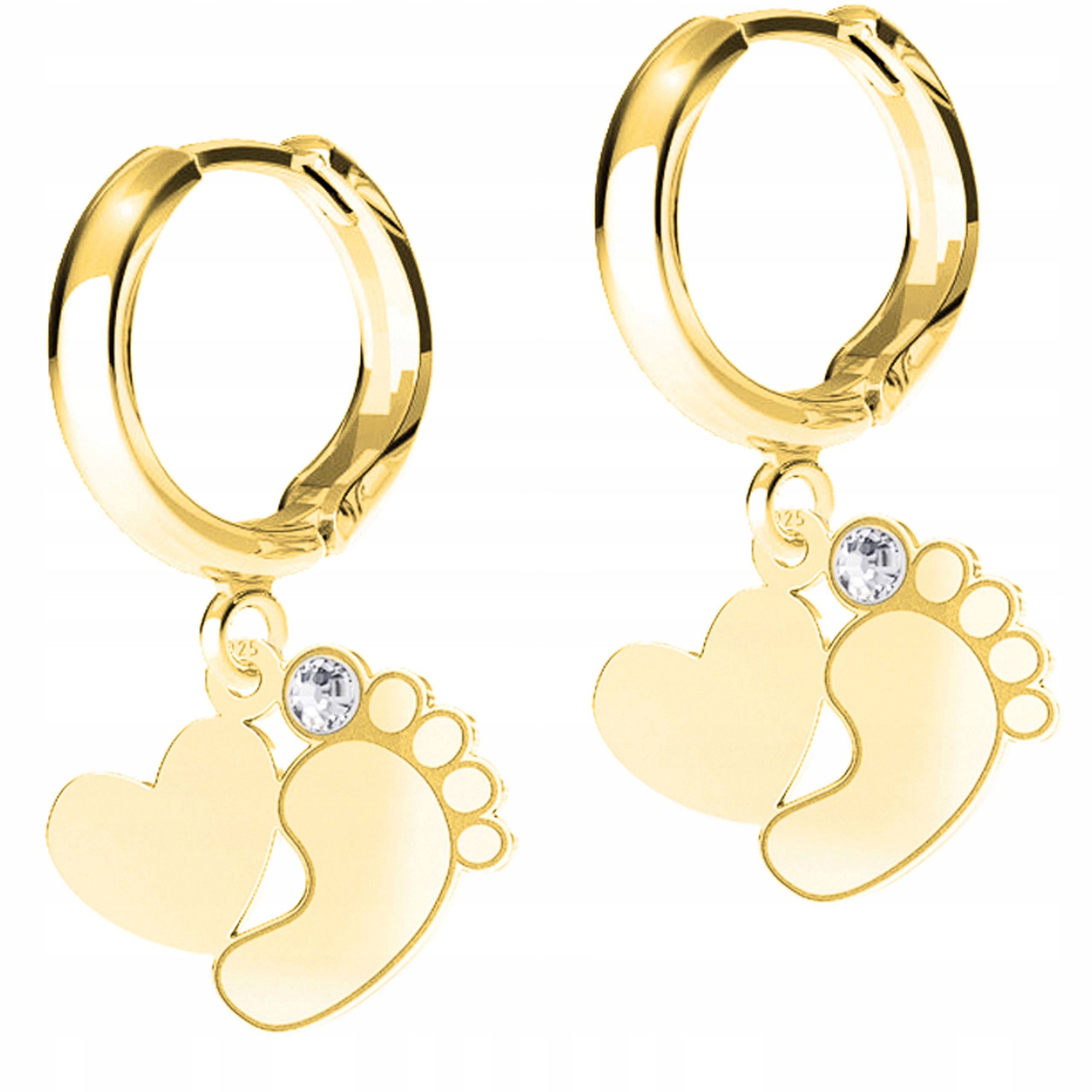 Zlaté Náušnice Plechy s chodidly pro děti Chodidla Stříbro 925