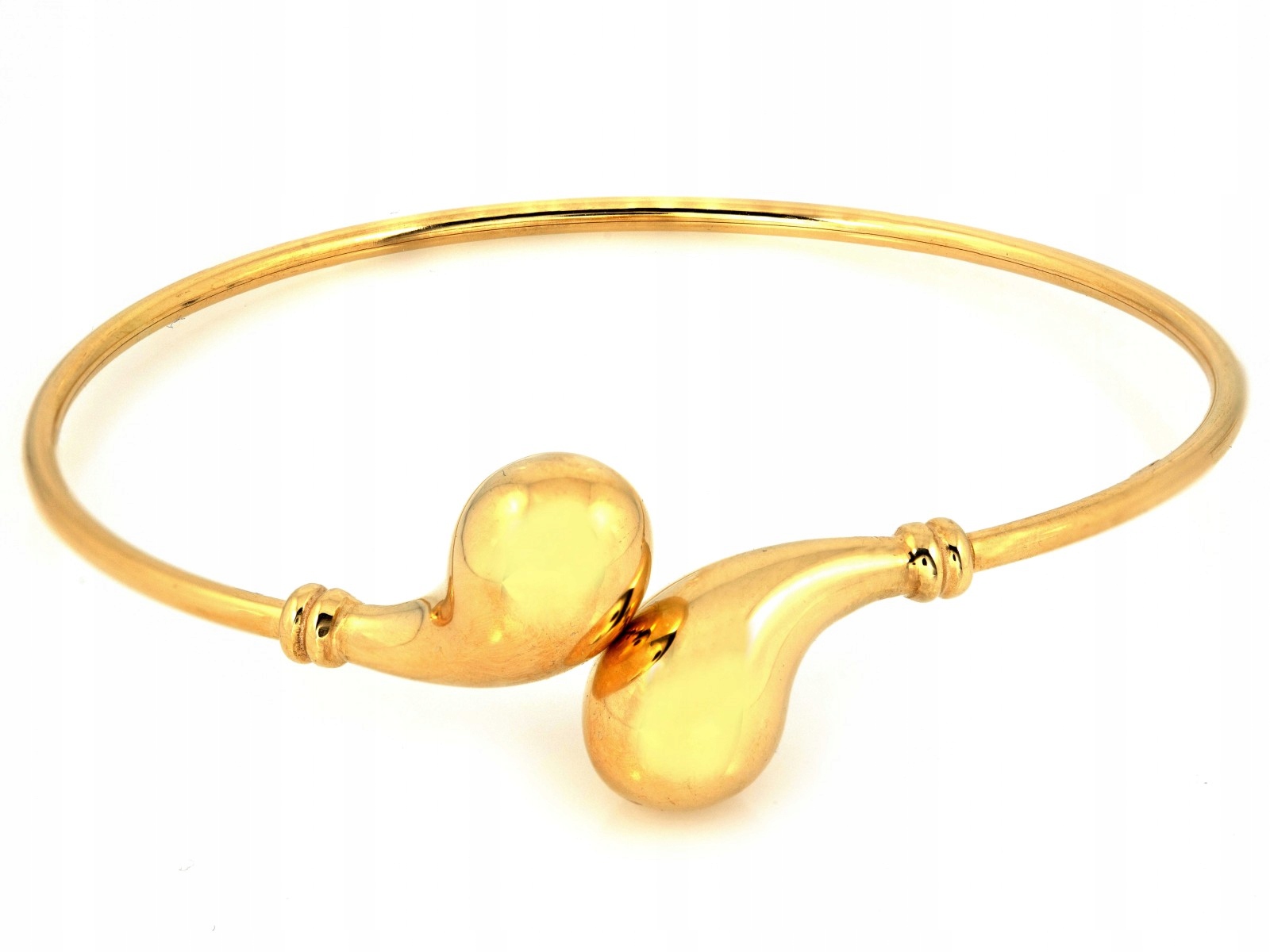 Zlatý pevný náramek se dvěma zlatými kapkami, módní motiv r17