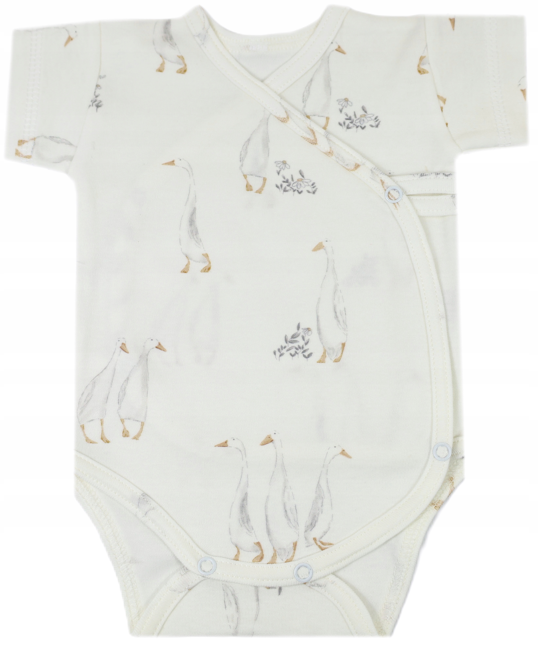 BODY NIEMOWLĘCE KOPERTOWE Z KRÓTKIM RĘKAWEM 68 GĄSKI ECRU /83/ Odcień ecru