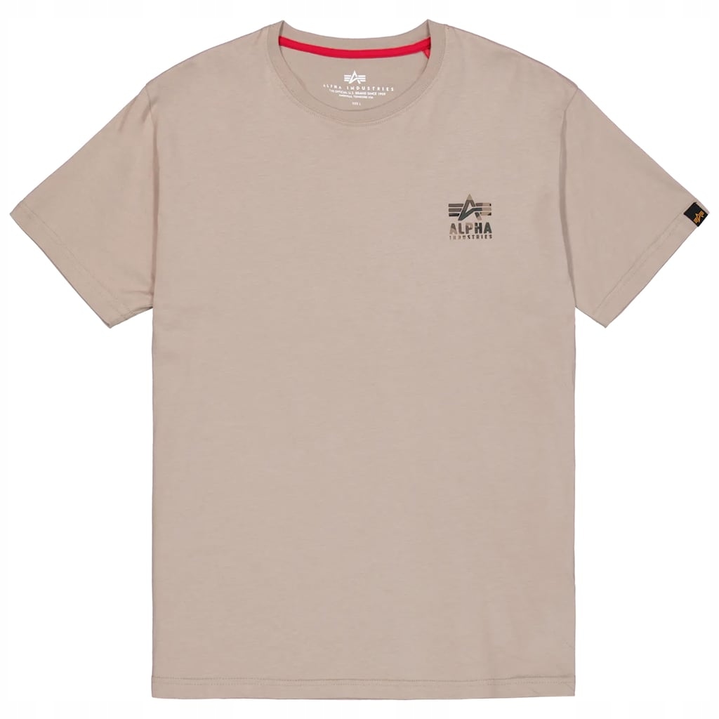 Tričko Bavlněné tričko Alpha Industries Camo Logo Puff Print Sand XXL