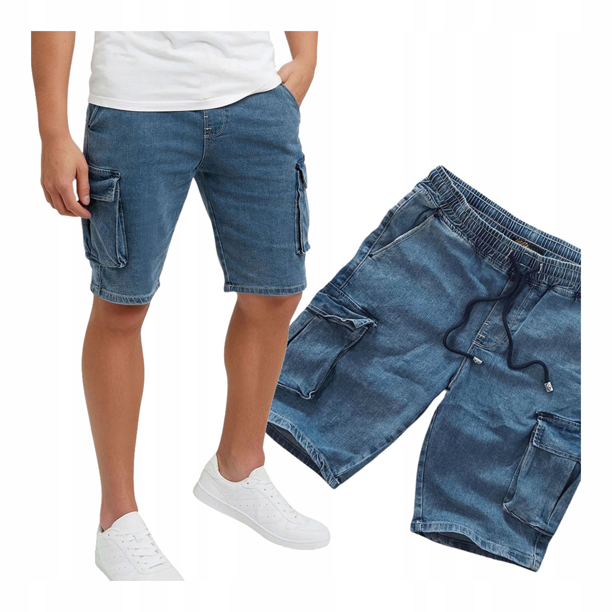 Krátké Kraťasy džínové kraťasy Modré Kapsáče Pas s gumou Krátké S