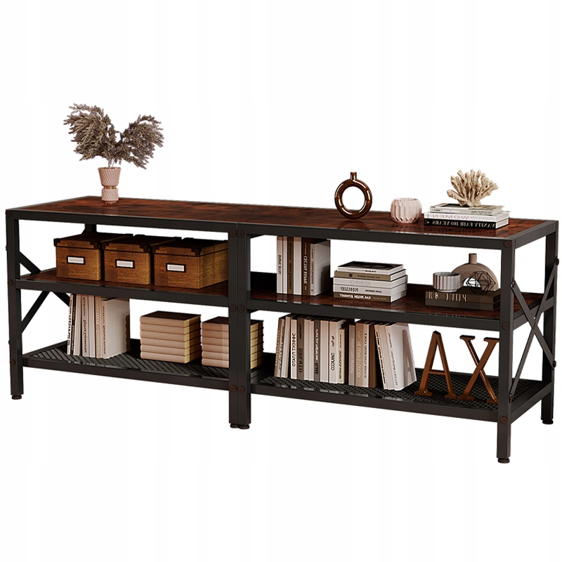 SZAFKA RTV POD TELEWIZOR STOJAK VINTAGE DO SALONU RUSTYKALNY BRĄZ 140 CM