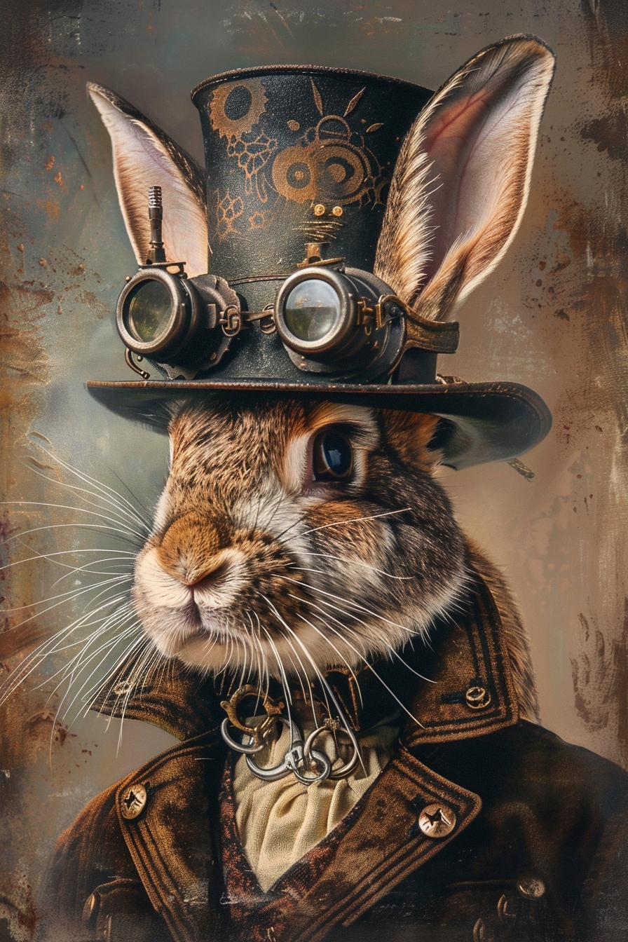 Obraz Na Plátně Canvas Portrét Králík Zajíc Steampunk Industrial 80x120
