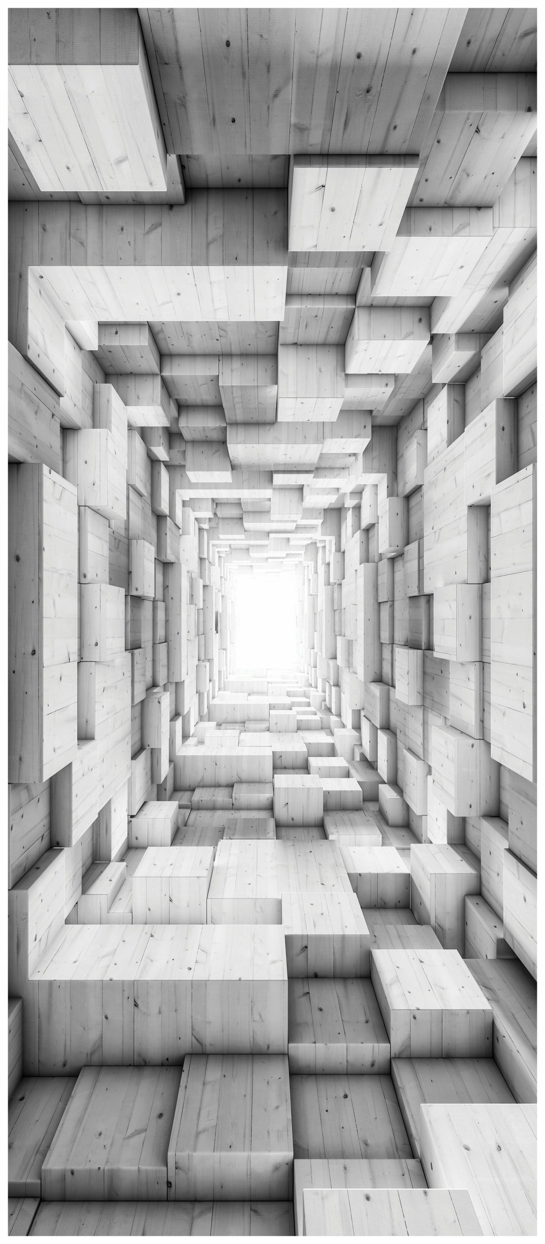 Samolepka Fototapeta Dřevěné bloky chodba abstrakce perspektiva 91x211