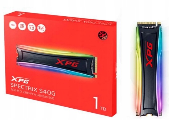 Adata Dysk Ssd Xpg Spectrix S40G 1TB Rgb PCIe Gen3x4 M.2 2280 Slc NVMe