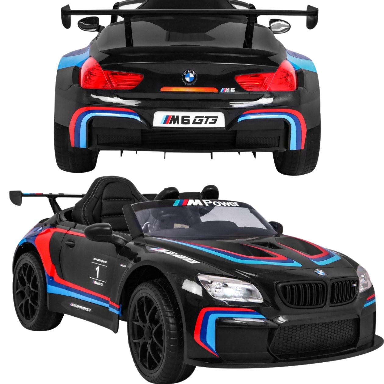 Bmw M6 GT3 Auto Na Akumulator Dla Dzieci Do 30KG Czarne 2 Silniki MP3 Pilot