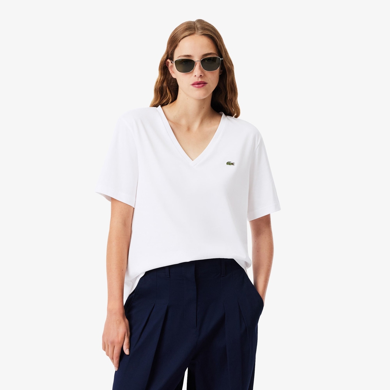 Lacoste Tričko V-Neck TF7300 Blanc 36