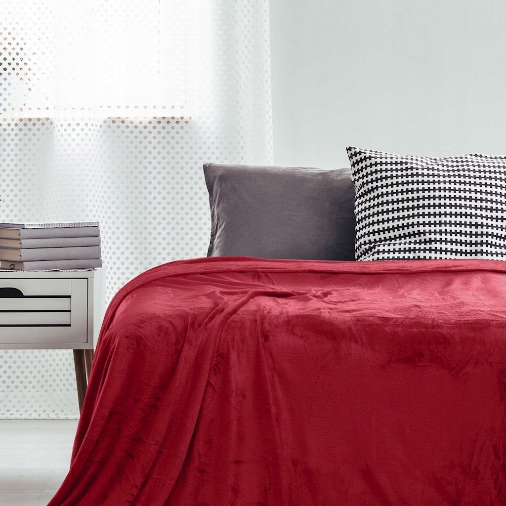 Koc mikrofibra 150x200 Mic czerwony gładki Marka DecoKing