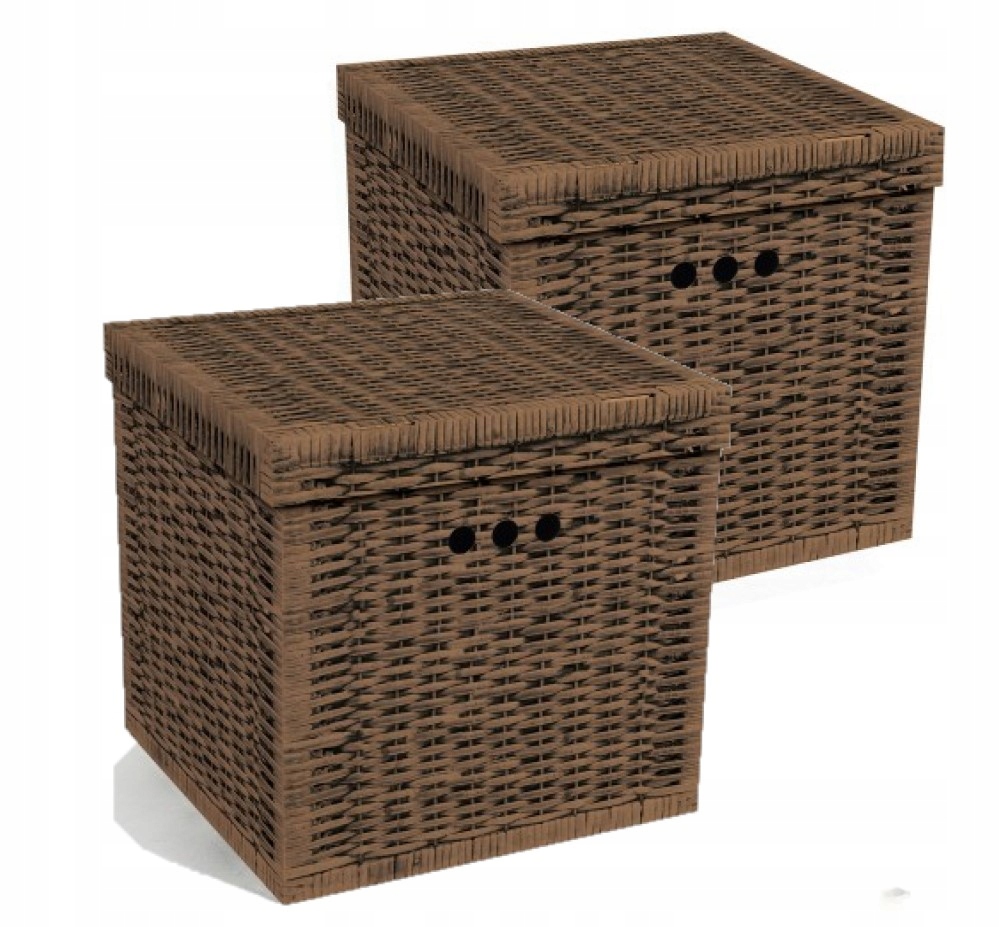 Pudelko Opojemnikz nadrukiem wiklina brąz 2szt MM